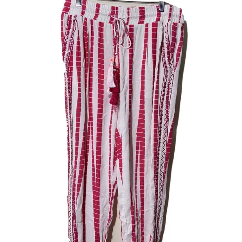Hemant & nandita striped silk jogger pants L